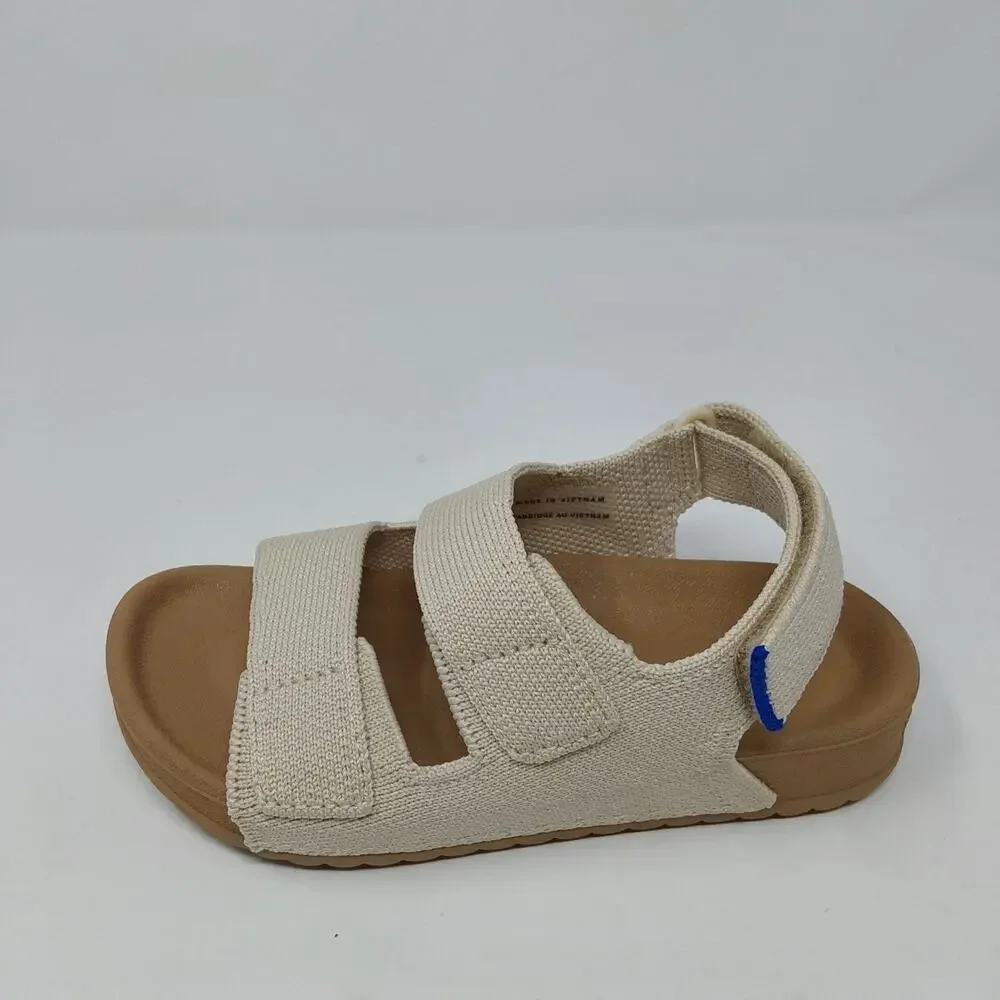Rothy's Kids Double Strap Sandal Conch Beige Knit US Kids 10 EU 27 NIB